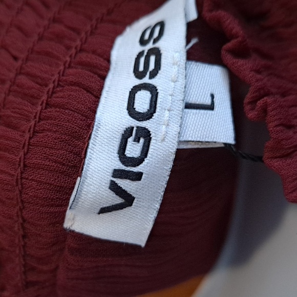 NWT Vigoss Burgundy Mock Neck Ruffle Shoulder Blouse - Picture 6 of 7